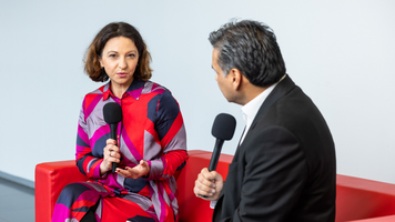 Dr Gisela Linge, vice president of global logistics at Autoliv on the 'red sofa' at ALSC DS Europe 2025.